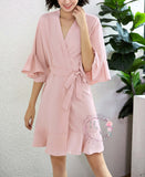 Ruffle Bridesmaid Robes, Chiffon Satin Robes, Bridal Robes, Robe for Bride, Bridal Party Wedding Robes, Monogram Robe,